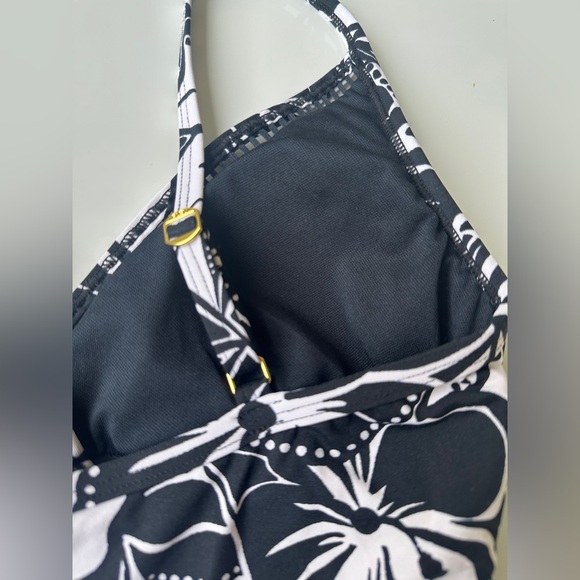 NWT Soma Bleu Rod Beattie Black White Floral Ciao Bella Tankini Swim Top Size 4 - Picture 4 of 8